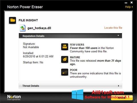 Στιγμιότυπο οθόνης Norton Power Eraser Windows 8.1
