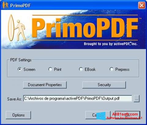 Στιγμιότυπο οθόνης PrimoPDF Windows 8.1