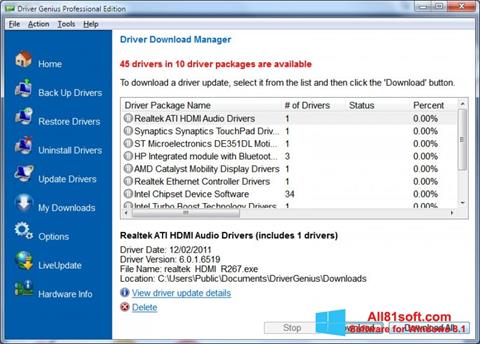 Στιγμιότυπο οθόνης Driver Genius Professional Windows 8.1