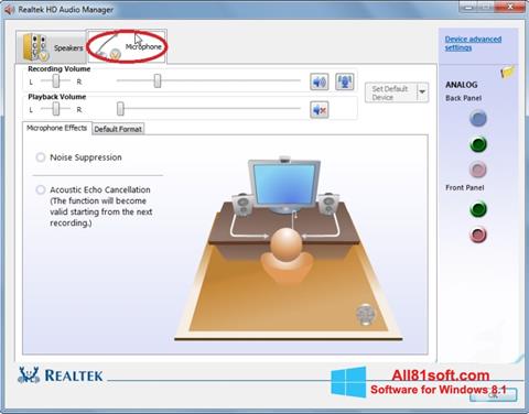 Στιγμιότυπο οθόνης Realtek Audio Driver Windows 8.1