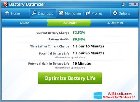 Στιγμιότυπο οθόνης Battery Optimizer Windows 8.1