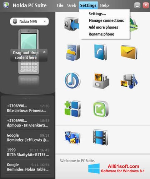 Στιγμιότυπο οθόνης Nokia PC Suite Windows 8.1
