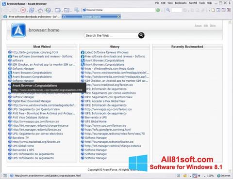Στιγμιότυπο οθόνης Avant Browser Windows 8.1