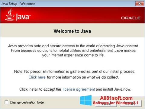 Στιγμιότυπο οθόνης Java Runtime Environment Windows 8.1