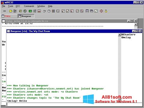 Στιγμιότυπο οθόνης mIRC Windows 8.1