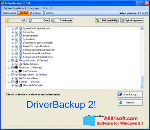 Στιγμιότυπο οθόνης Driver Backup Windows 8.1