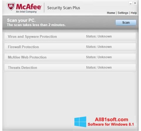 Στιγμιότυπο οθόνης McAfee Security Scan Plus Windows 8.1