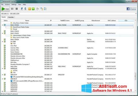 Στιγμιότυπο οθόνης Advanced IP Scanner Windows 8.1