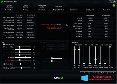 Στιγμιότυπο οθόνης AMD Overdrive Windows 8.1