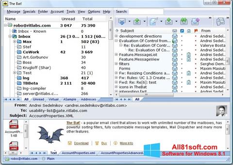 Στιγμιότυπο οθόνης The Bat! Windows 8.1