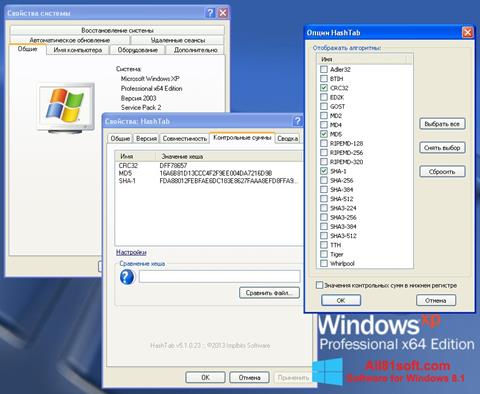Στιγμιότυπο οθόνης HashTab Windows 8.1